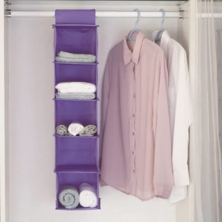 Neatly™ 5-Shelf Hanging Wardrobe Organizer | Foldable Closet Storage