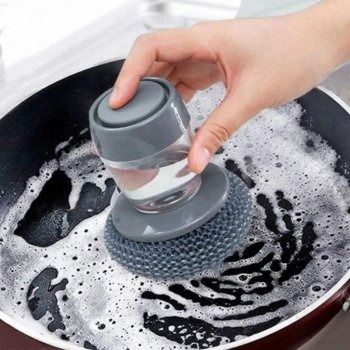 Neatly™ Soap Dispensing Palm Brush | Automatic Liquid Dish Scrubber with PET Bristles