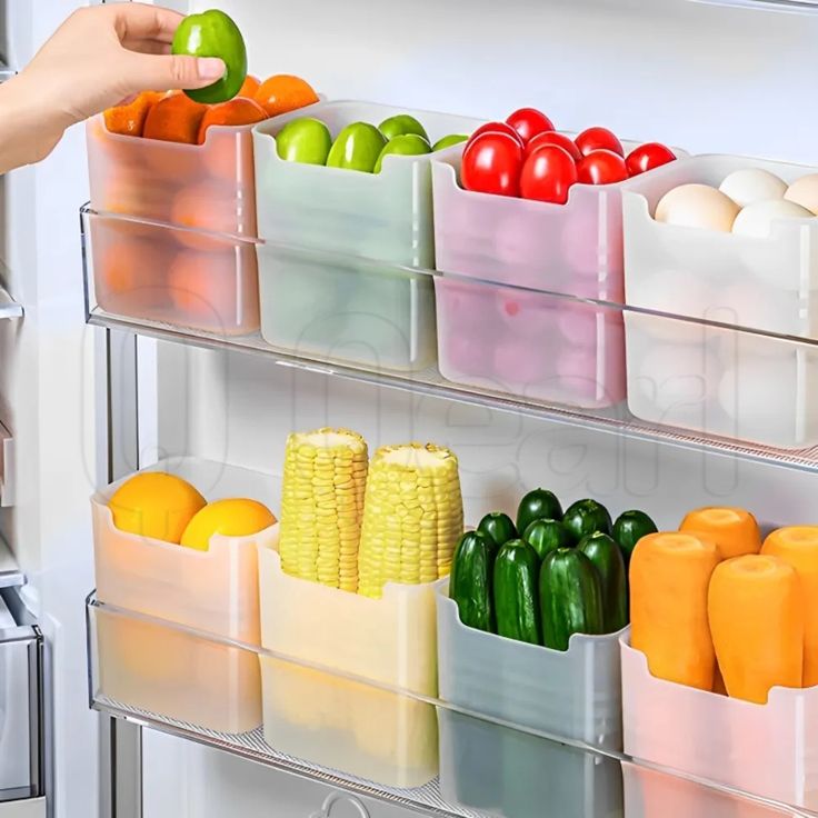 Neatly™ Mini Fridge Crate Organizers (Set of 4) | Refrigerator Side-Door Storage Boxes
