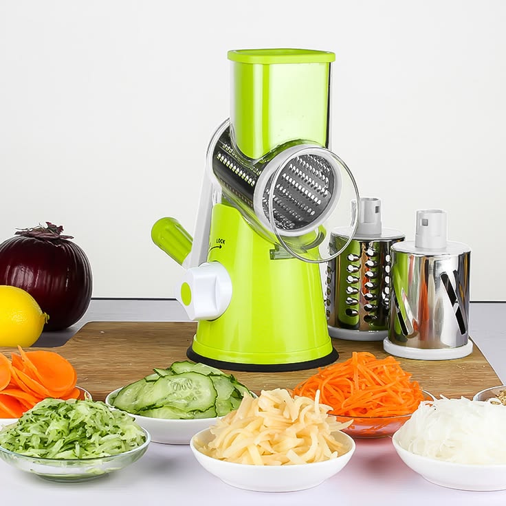 Neatly™ 3-in-1 Rotary Drum Slicer | Multifunctional Manual Vegetable Grater & Cutte