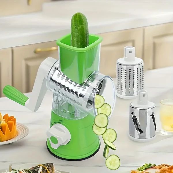 Neatly™ 3-in-1 Rotary Drum Slicer | Multifunctional Manual Vegetable Grater & Cutte
