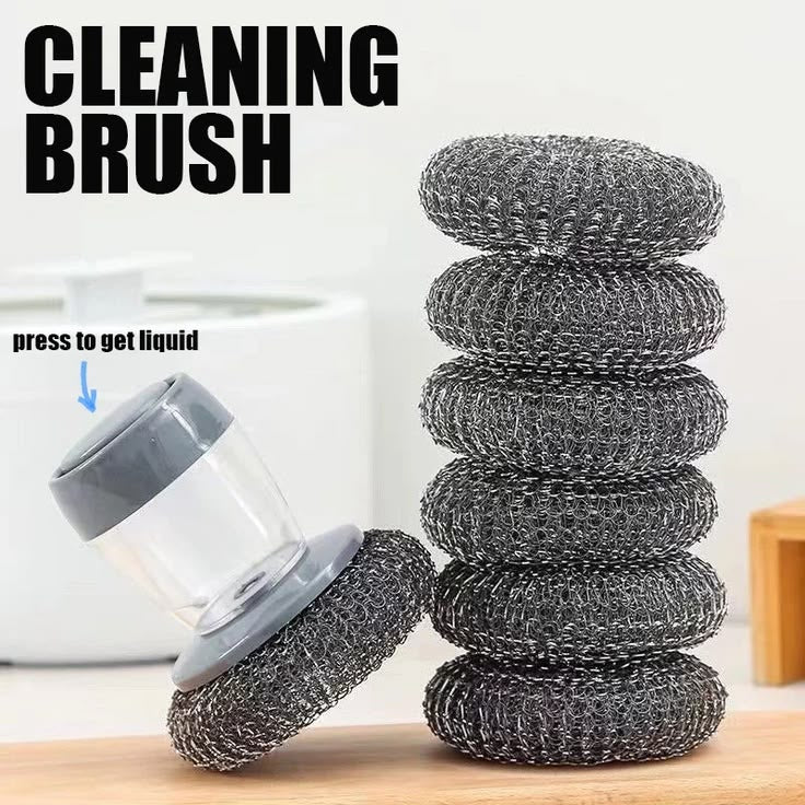 Neatly™ Soap Dispensing Palm Brush | Automatic Liquid Dish Scrubber with PET Bristles