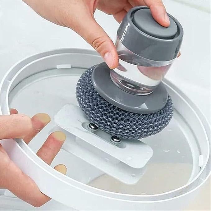 Neatly™ Soap Dispensing Palm Brush | Automatic Liquid Dish Scrubber with PET Bristles