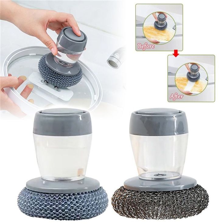 Neatly™ Soap Dispensing Palm Brush | Automatic Liquid Dish Scrubber with PET Bristles