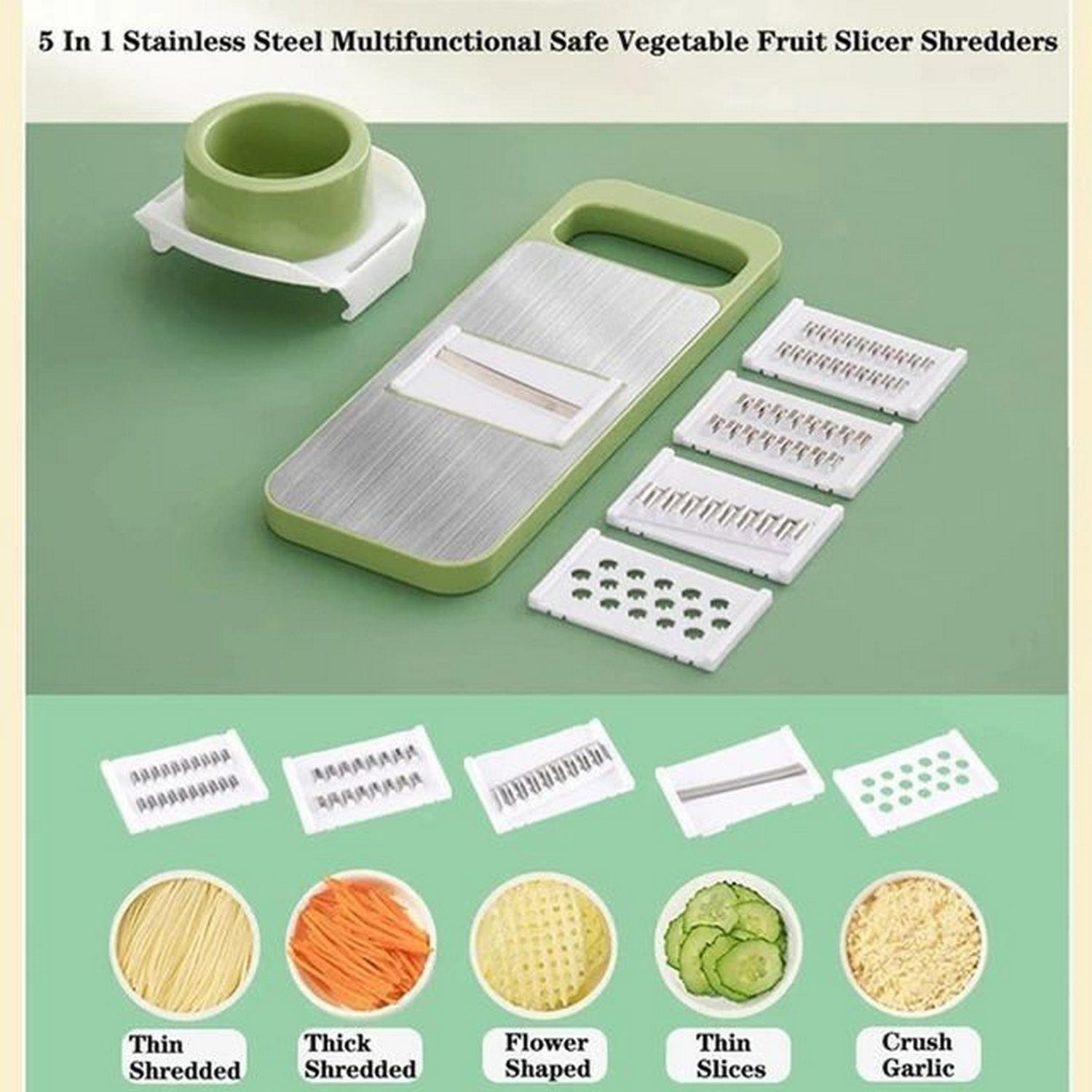 Neatly™ 5-in-1 Multifunction Vegetable Slicer | Stainless Steel Handheld Grater & Cutter