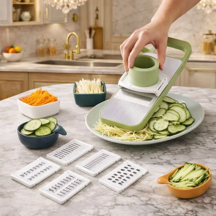 Neatly™ 5-in-1 Multifunction Vegetable Slicer | Stainless Steel Handheld Grater & Cutter