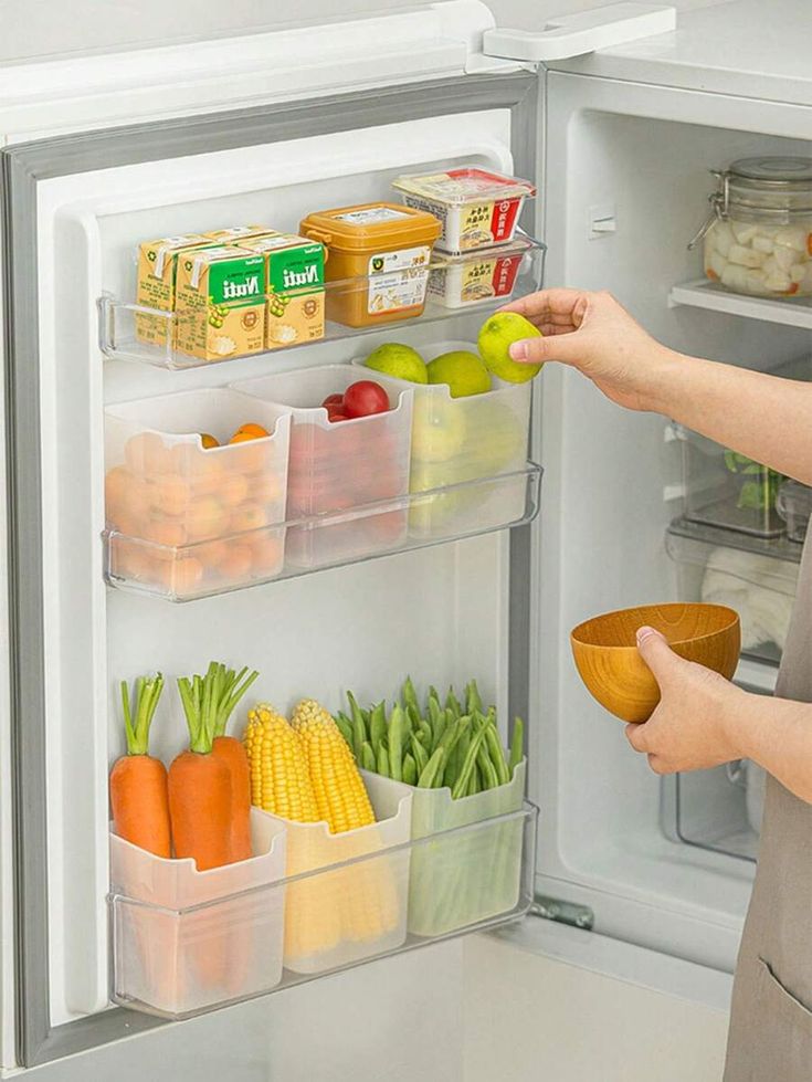 Neatly™ Mini Fridge Crate Organizers (Set of 4) | Refrigerator Side-Door Storage Boxes