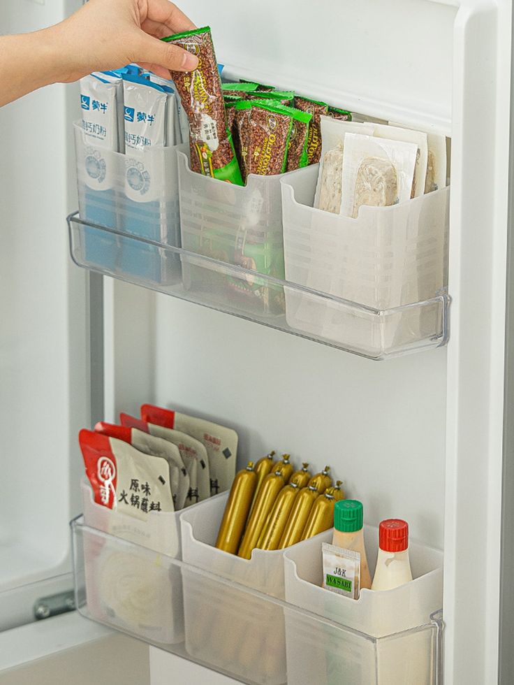 Neatly™ Mini Fridge Crate Organizers (Set of 4) | Refrigerator Side-Door Storage Boxes