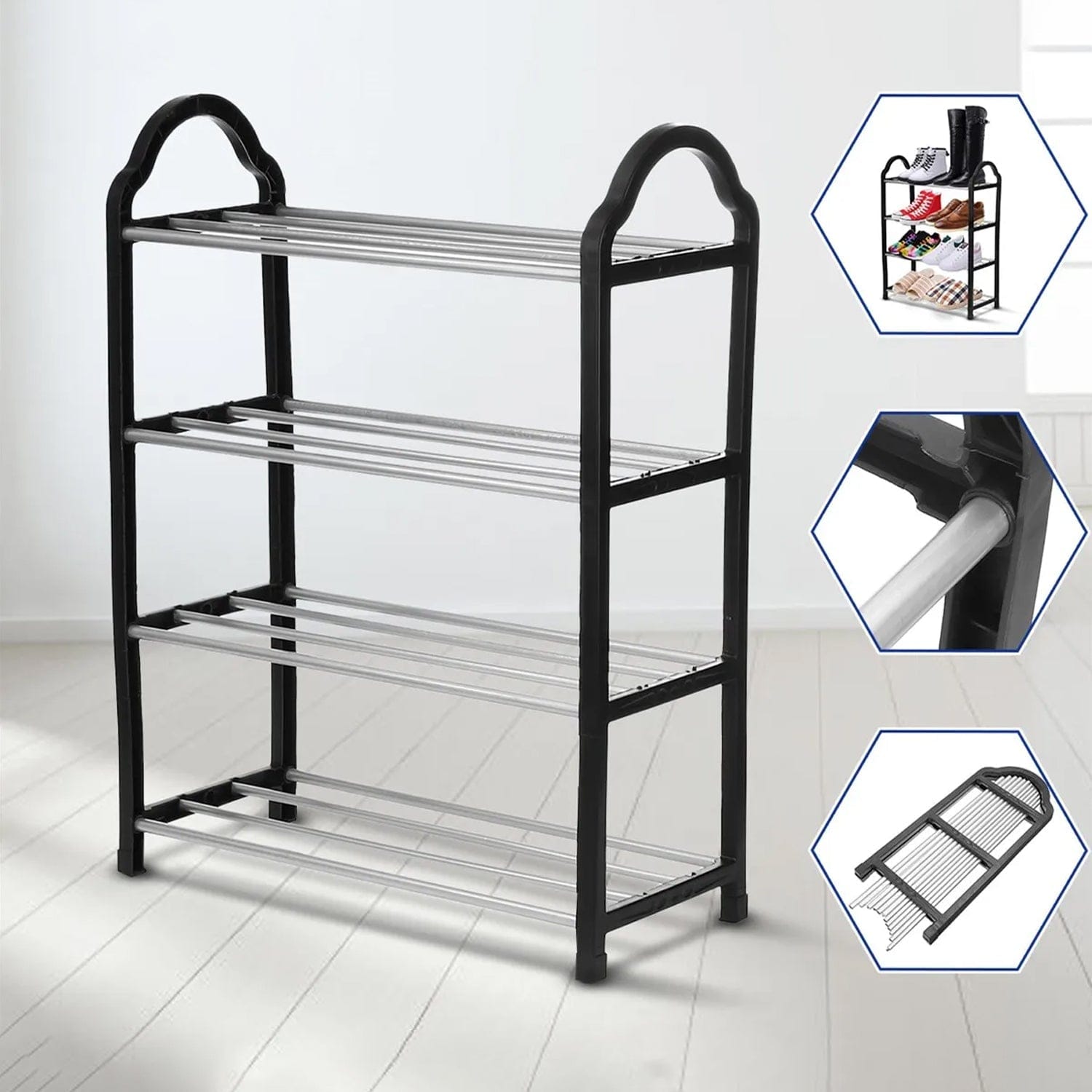 Neatly™ 4-Tier Space-Saving Shoe Rack | Portable & Dustproof Entryway Organizer