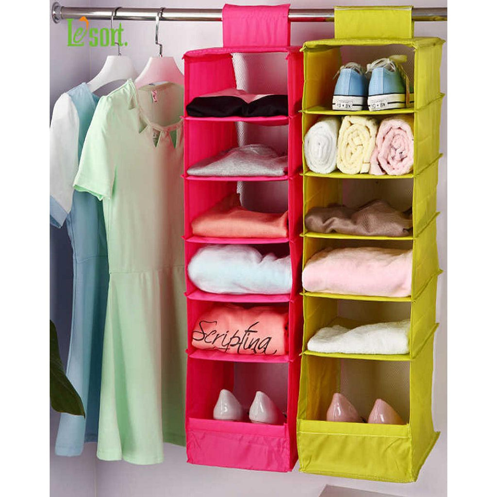 Neatly™ 5-Shelf Hanging Wardrobe Organizer | Foldable Closet Storage